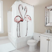 ピーチピンクフラミンゴフラミンゴトロピカル シャワーカーテン (インサイチュ)