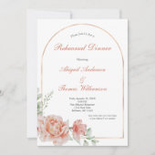ピーチピンクフローラアーチリハエレガントーサルディナー 招待状 (正面)