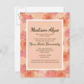 ピーチピンクフローラカレッジトランクパーティの招待状 インビテーションポストカード (正面/裏面)