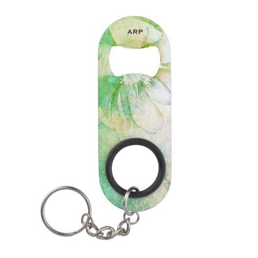 *~*ピーチピンクフローラシナグリッター水彩 キーホルダー栓抜き (正面)