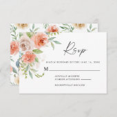ピーチピンクフローラ結婚の応答カード 出欠カード (正面/裏面)