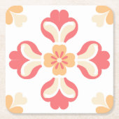 ピーチピンクフローラ スクエアペーパーコースター (正面)