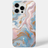 ピーチピンクブルーゴールド大理石アート柄 Case-Mate iPhoneケース (裏面)
