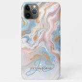 ピーチピンクブルーゴールド大理石アート模様 Case-Mate iPhoneケース (裏面)