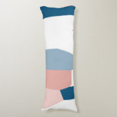 ピーチピンクブルー&ホワイト抽象芸術 ボディピロー (正面縦)