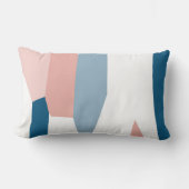 ピーチピンクブルー&ホワイト抽象芸術 ランバークッション (正面)