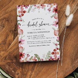 ピーチピンクプレスフローラブライダルシャワー招待 招待状