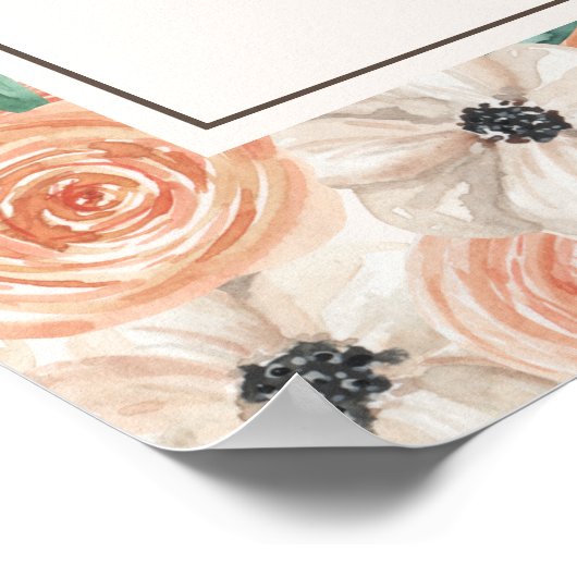 ピーチピンクホワイトフローラバースデーパーティーへようこそ ポスター (角)