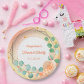 ピーチピンクホワイトブランチバブリーフローラ ペーパープレート (パーティー)