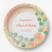 ピーチピンクホワイトブランチバブリーフローラ ペーパープレート (正面)