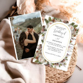 ピーチピンクボホウォーターカラーウィンター結婚フローラ 招待状