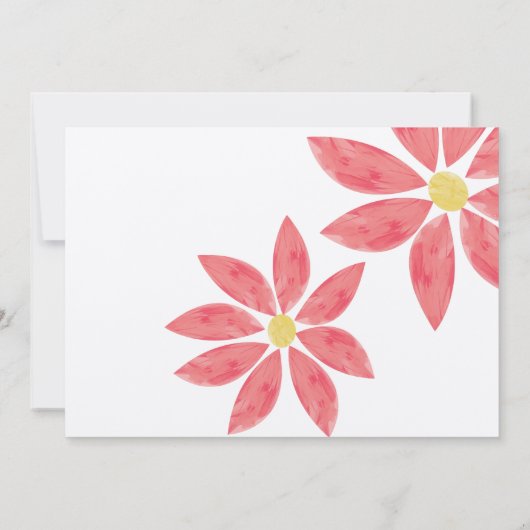 ピーチピンクモダンのユリ結婚花 招待状 (裏面)