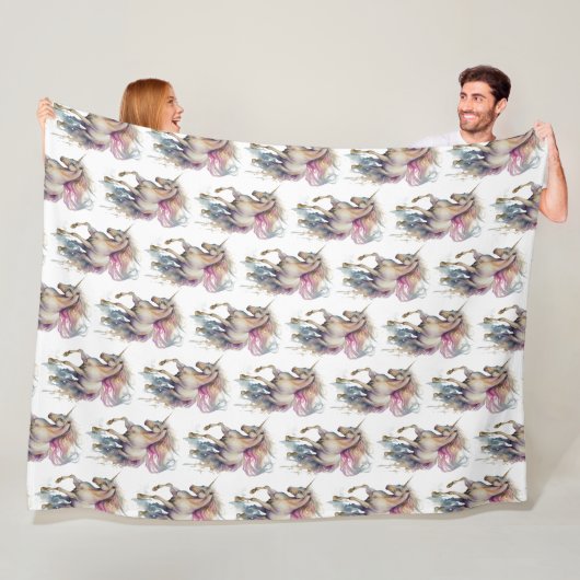 ピーチピンクユニコーンドリーム フリースブランケット (インサイチュ)