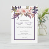 ピーチピンクラベンダーウォーターカラーフラワーズ招待状 招待状 (スタンド正面)