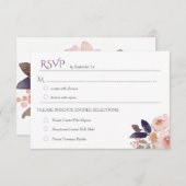 ピーチピンクラベンダーウォーター結婚カラーのRSVP 出欠カード (正面/裏面)