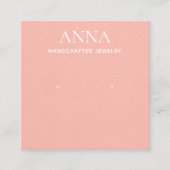 ピーチピンクレザーイヤリングディスプレイ スクエア名刺 (正面)