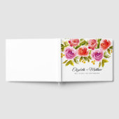 ピーチピンクレッドフローラウォーター結婚カラー ゲストブック (全面)