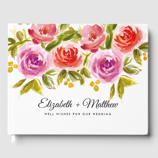 ピーチピンクレッドフローラウォーター結婚カラー ゲストブック (正面)