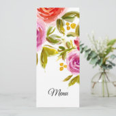 ピーチピンクレッド水色フローラ結婚のメニューカード メニュー (スタンド正面)