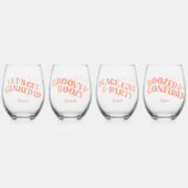 ピーチピンクレトロガールズトリップ ステムなしワイングラス (正面)