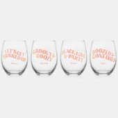 ピーチピンクレトロガールズトリップ ステムなしワイングラス (裏面)