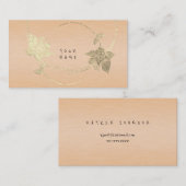 ピーチピンクローズパステルフォキエ金ゴールドメタリックフローラ 名刺 (正面/裏面)