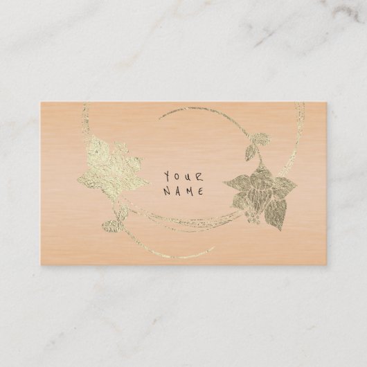 ピーチピンクローズパステルフォキエ金ゴールドメタリックフローラ 名刺 (正面)