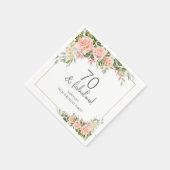 ピーチピンクローズフローラ70誕生日 スタンダードカクテルナプキン (角)