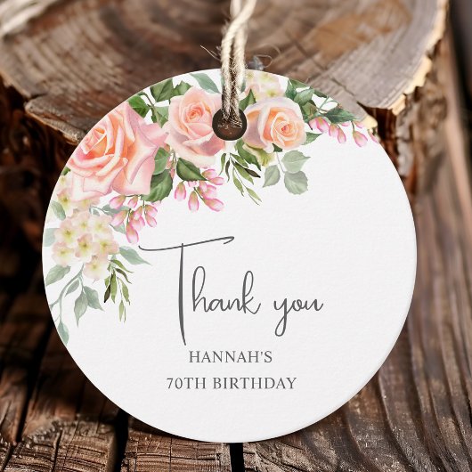 ピーチピンクローズフローラ70誕生日 フェイバータグ