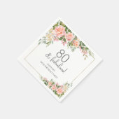 ピーチピンクローズフローラ80誕生日 スタンダードカクテルナプキン (角)