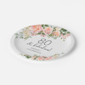 ピーチピンクローズフローラ80誕生日 ペーパープレート (アングル)