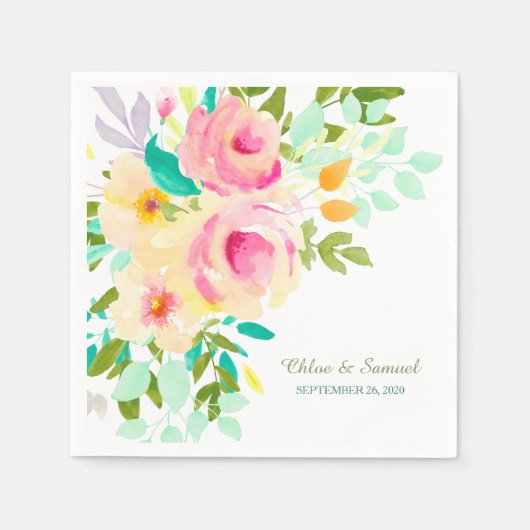 ピーチピンクローズ結婚ズ スタンダードカクテルナプキン (正面)