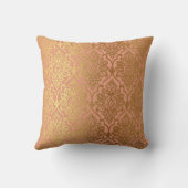 ピーチピンクローズ金ゴールドダマスラグジュアリー王室のデコール クッション (裏面)