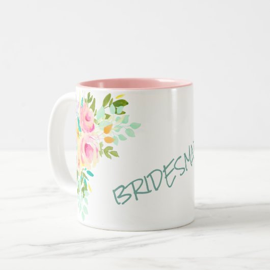 ピーチピンクローゼズブリデスメイド結婚ズ ツートーンマグカップ (正面左)