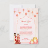 ピーチピンクロータスランタンインディアンカップル結婚ズ サンキューカード (正面)