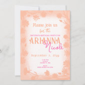 ピーチピンクワイルドフラワースウィート16誕生日 招待状 (正面)