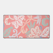 ピーチピンクヴィンテージ花柄デスクマットパッド デスクマット (正面)