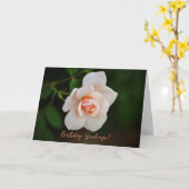 ピーチピンク小さなバラ花誕生日カード カード (黄色い花)