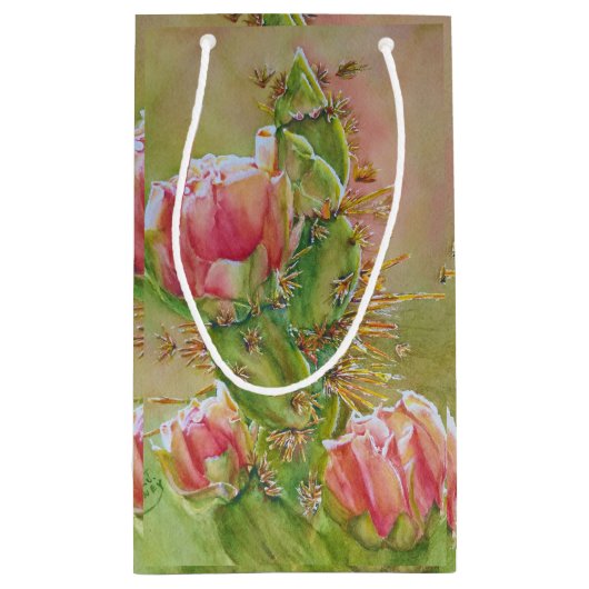 ピーチピンク砂漠サボテンの花 スモールペーパーバッグ (裏面)