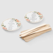 ピーチピンク赤面アイボリーフローラ金ゴールド結婚式 プログラム ハンドファン (組立なし)