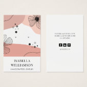 ピーチピンク赤面フラワースケッチ表示カード (正面&裏面)