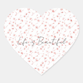 ピーチピンク赤面フローラグリジーグリッター ハートシール