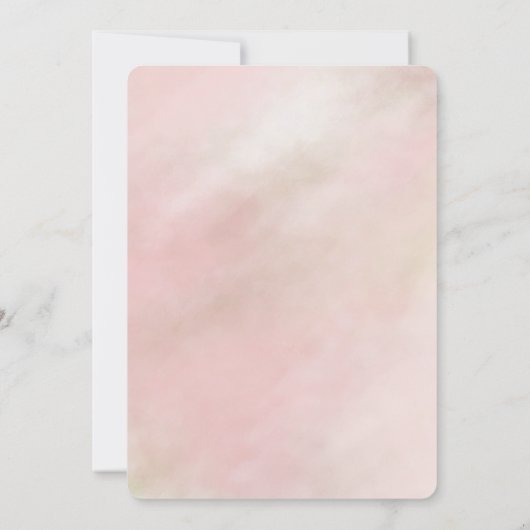 ピーチピンク赤面絞り染めウォーターカパーソナライズされたラー 招待状 (裏面)