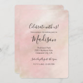ピーチピンク赤面絞り染めウォーターパーソナライズされたカラー 招待状 (正面/裏面)