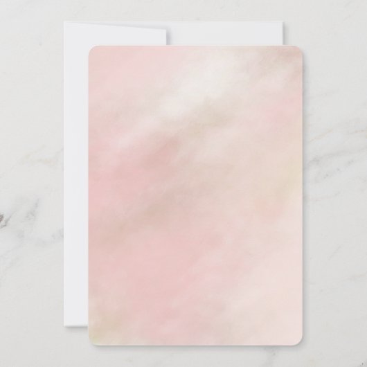 ピーチピンク赤面絞り染めウォーターパーソナライズされたカラー 招待状 (裏面)