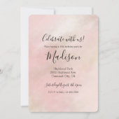 ピーチピンク赤面絞り染めウォーターパーソナライズされたカラー 招待状 (正面)