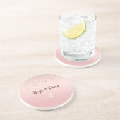 ピーチピンク赤面金ゴールドグリッツ紙吹雪スパークルハート コースター (側面)