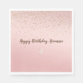 ピーチピンク赤面金ゴールドグリッツ紙吹雪スパークルハート スタンダードランチョンナプキン (正面)