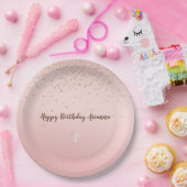 ピーチピンク赤面金ゴールドグリッツ紙吹雪スパークルハート ペーパープレート (パーティー)