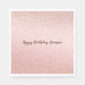 ピーチピンク赤面金ゴールドグリッツ紙吹雪スパークル スタンダードランチョンナプキン (正面)